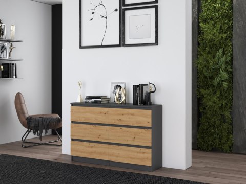 KOMODA MALWA M6 120 - ANTRACYT / DĄB ARTISAN KOMODA MALWA M6 120 - ANTRACYT / DĄB ARTISAN