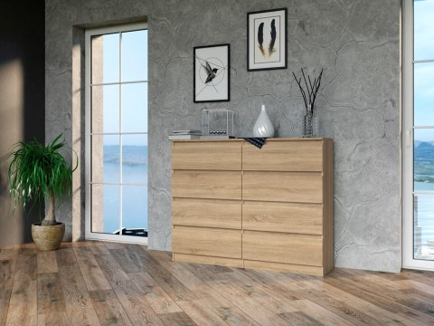 NOWOCZESNA DUŻA KOMODA SZAFKA MALWA 8 SZUFLAD 120 CM DĄB SONOMA NOWOCZESNA DUŻA KOMODA SZAFKA MALWA 8 SZUFLAD 120 CM DĄB SONOMA