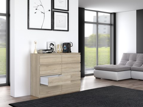 NOWOCZESNA DUŻA KOMODA SZAFKA MALWA 8 SZUFLAD 120 CM DĄB SONOMA NOWOCZESNA DUŻA KOMODA SZAFKA MALWA 8 SZUFLAD 120 CM DĄB SONOMA