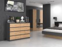 NOWOCZESNA KOMODA 8 SZUFLAD 140 CM ANTRACYT / DĄB ARTISAN NOWOCZESNA KOMODA 8 SZUFLAD 140 CM ANTRACYT / DĄB ARTISAN