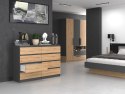 NOWOCZESNA KOMODA 8 SZUFLAD 140 CM ANTRACYT / DĄB ARTISAN NOWOCZESNA KOMODA 8 SZUFLAD 140 CM ANTRACYT / DĄB ARTISAN