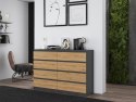 NOWOCZESNA KOMODA 8 SZUFLAD 140 CM ANTRACYT / DĄB ARTISAN NOWOCZESNA KOMODA 8 SZUFLAD 140 CM ANTRACYT / DĄB ARTISAN