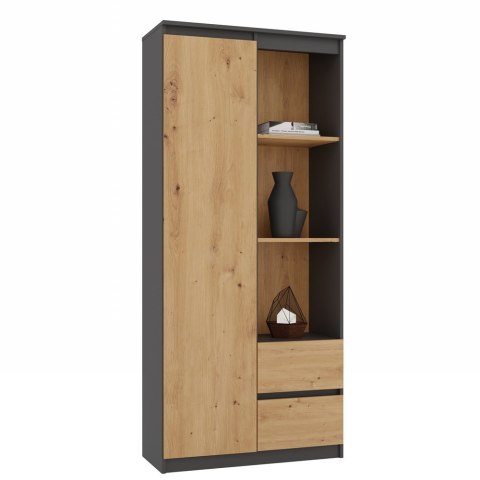 NOWOCZESNY REGAŁ RS-80 BILY 7 PÓŁEK 2 SZUFLADY SALON ANTRACYT/DĄB ARTISAN NOWOCZESNY REGAŁ RS-80 BILY 7 PÓŁEK 2 SZUFLADY SALON ANTRACYT/DĄB ARTISAN