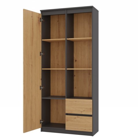 NOWOCZESNY REGAŁ RS-80 BILY 7 PÓŁEK 2 SZUFLADY SALON ANTRACYT/DĄB ARTISAN NOWOCZESNY REGAŁ RS-80 BILY 7 PÓŁEK 2 SZUFLADY SALON ANTRACYT/DĄB ARTISAN