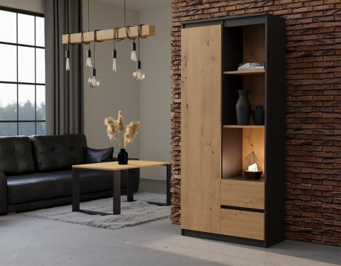 NOWOCZESNY REGAŁ RS-80 BILY 7 PÓŁEK 2 SZUFLADY SALON ANTRACYT/DĄB ARTISAN NOWOCZESNY REGAŁ RS-80 BILY 7 PÓŁEK 2 SZUFLADY SALON ANTRACYT/DĄB ARTISAN