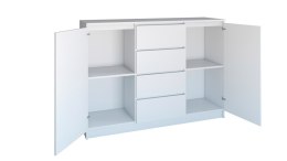 NOWOCZESNA DUŻA KOMODA 2 DRZWI 4 SZUFLADY BIAŁY MAT