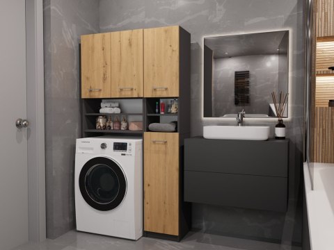 ZESTAW ŁAZIENKOWY REGAŁ SŁUPEK + SZAFKA NAD PRALKĘ ANTRACYT/DĄB ARTISAN ZESTAW ŁAZIENKOWY REGAŁ SŁUPEK + SZAFKA NAD PRALKĘ ANTRACYT/DĄB ARTISAN
