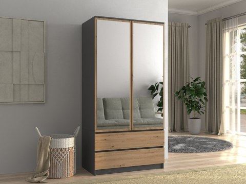 SZAFA MALWA SS-90L Z LUSTRAMI ANTRACYT / DĄB ARTISAN SZAFA MALWA SS-90L Z LUSTRAMI ANTRACYT / DĄB ARTISAN