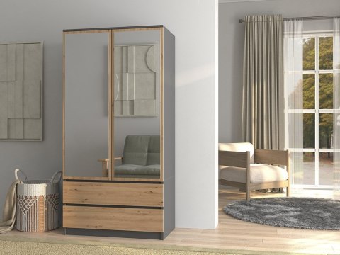 SZAFA MALWA SS-90L Z LUSTRAMI ANTRACYT / DĄB ARTISAN SZAFA MALWA SS-90L Z LUSTRAMI ANTRACYT / DĄB ARTISAN