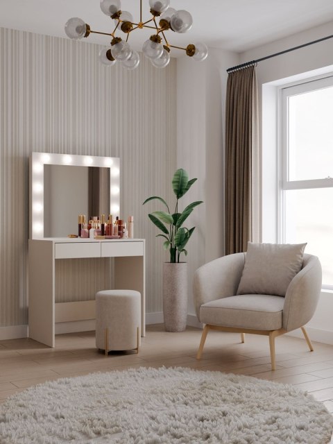 ELEGANCKA TOALETKA Z LUSTREM I OŚWIETLENIEM LED MARINA 2S KOLOR: KASZMIR ELEGANCKA TOALETKA Z LUSTREM I OŚWIETLENIEM LED MARINA 2S KOLOR: KASZMIR