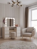 ELEGANCKA TOALETKA Z LUSTREM I OŚWIETLENIEM LED MARINA KUBA KOLOR: KASZMIR ELEGANCKA TOALETKA Z LUSTREM I OŚWIETLENIEM LED MARINA KUBA KOLOR: KASZMIR