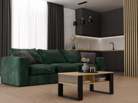 NOWOCZESNA ŁAWA STOLIK KAWOWY MODERN 2P SLIM DĄB ARTISAN / CZARNY MAT NOWOCZESNA ŁAWA STOLIK KAWOWY MODERN 2P SLIM DĄB ARTISAN / CZARNY MAT
