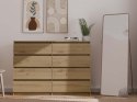 NOWOCZESNA DUŻA POJEMNA KOMODA MALWA 8 SZUFLAD 140 CM DĄB ARTISAN