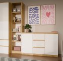 NOWOCZESNA KOMODA MALWA 2 DRZWI 3 SZUFLADY DĄB ARTISAN / BIAŁY MAT NOWOCZESNA KOMODA MALWA 2 DRZWI 3 SZUFLADY DĄB ARTISAN / BIAŁY MAT