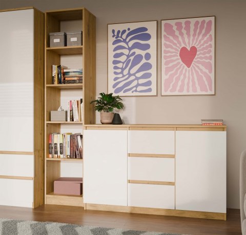 NOWOCZESNA KOMODA MALWA 2 DRZWI 3 SZUFLADY DĄB ARTISAN / BIAŁY MAT NOWOCZESNA KOMODA MALWA 2 DRZWI 3 SZUFLADY DĄB ARTISAN / BIAŁY MAT