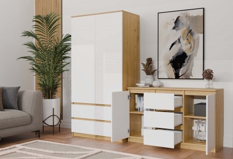 NOWOCZESNA KOMODA MALWA 2 DRZWI 3 SZUFLADY DĄB ARTISAN / BIAŁY MAT NOWOCZESNA KOMODA MALWA 2 DRZWI 3 SZUFLADY DĄB ARTISAN / BIAŁY MAT
