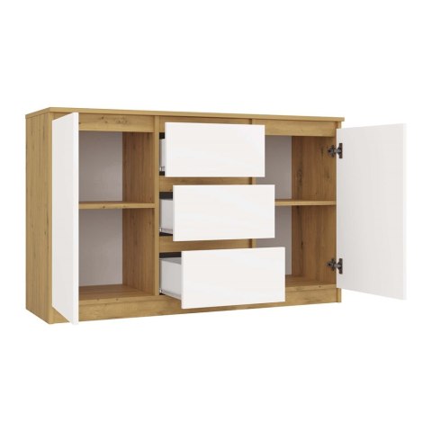 NOWOCZESNA KOMODA MALWA 2 DRZWI 3 SZUFLADY DĄB ARTISAN / BIAŁY MAT NOWOCZESNA KOMODA MALWA 2 DRZWI 3 SZUFLADY DĄB ARTISAN / BIAŁY MAT