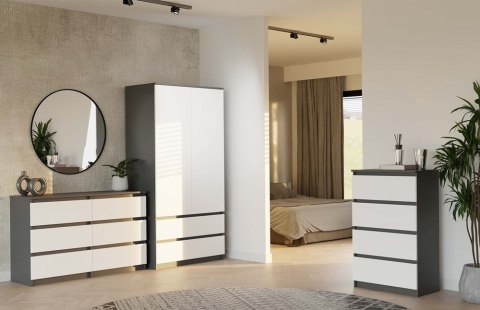 NOWOCZESNA KOMODA MALWA 6 SZUFLAD 120CM ANTRACYT / BIAŁY MAT NOWOCZESNA KOMODA MALWA 6 SZUFLAD 120CM ANTRACYT / BIAŁY MAT