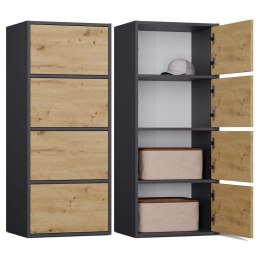 NOWOCZESNA KOMODA ALMA SZAFKA Z 4 DRZWIAMI DĄB ARTISAN / ANTRACYT