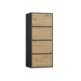 NOWOCZESNA KOMODA ALMA SZAFKA Z 4 DRZWIAMI DĄB ARTISAN / ANTRACYT