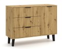NOWOCZESNA KOMODA SCANDI SLIM DRZWI 3 SZUFLADY RYFLOWANE FRONTY DĄB ARTISAN NOWOCZESNA KOMODA SCANDI SLIM DRZWI 3 SZUFLADY RYFLOWANE FRONTY DĄB ARTISAN