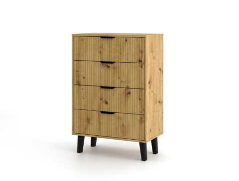 NOWOCZESNA KOMODA SCANDI SLIM 4 SZUFLADY RYFLOWANE FRONTY DĄB ARTISAN NOWOCZESNA KOMODA SCANDI SLIM 4 SZUFLADY RYFLOWANE FRONTY DĄB ARTISAN