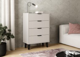 NOWOCZESNA KOMODA SCANDI SLIM 4 SZUFLADY RYFLOWANE FRONTY KOLOR KASZMIR
