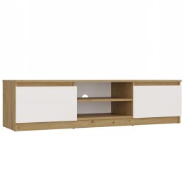 NOWOCZESNA SZAFKA RTV MALWA 140CM DĄB ARTISAN / BIAŁY MAT