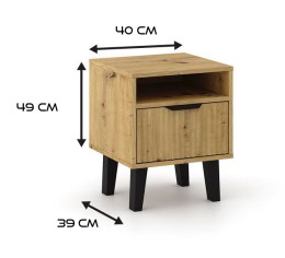 NOWOCZESNA SZAFKA NOCNA SCANDI SLIM Z SZUFLADA RYFLOWANY FRONT DĄB ARTISAN