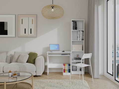 BIURKO KOMPUTEROWE ROSA PÓŁKA + WYSUWANA PÓŁKA NA KLAWIATURĘ BIAŁY MAT