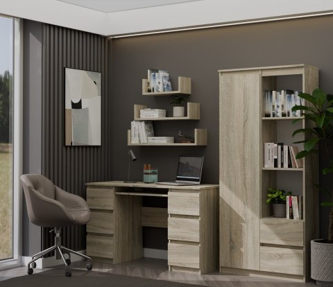 NOWOCZESNY REGAŁ RS-80 BILY 7 PÓŁEK 2 SZUFLADY SALON BIURO DĄB SONOMA NOWOCZESNY REGAŁ RS-80 BILY 7 PÓŁEK 2 SZUFLADY SALON BIURO DĄB SONOMA