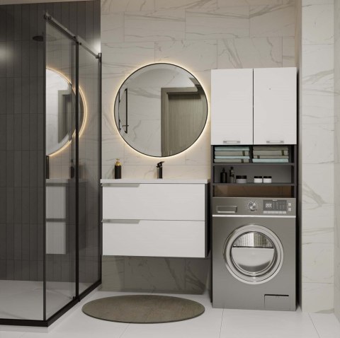 Szafka Łazienkowa na Pralkę POLA DK ANTRACYT BIEL Regał Słupek 180X64X30