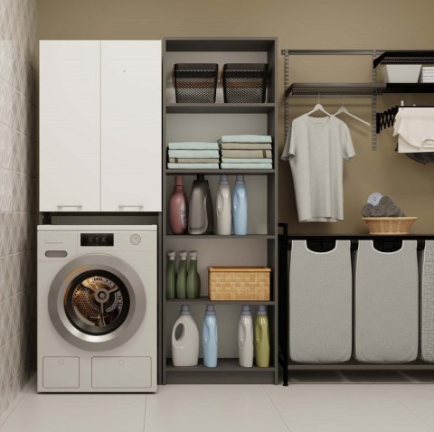 SZAFKA ŁAZIENKOWA NAD PRALKĘ POLA REGAŁ ŁAZIENKOWY ANTRACYT / BIAŁY MAT