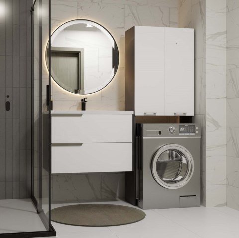 SZAFKA ŁAZIENKOWA NAD PRALKĘ POLA REGAŁ ŁAZIENKOWY ANTRACYT / BIAŁY MAT