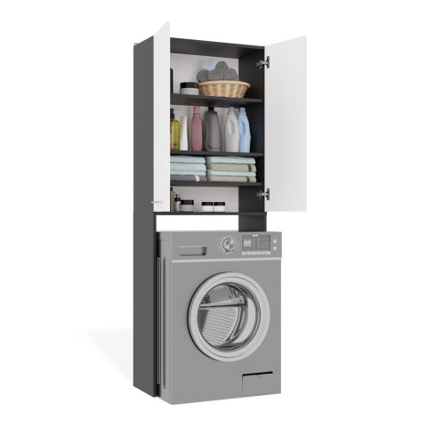 SZAFKA ŁAZIENKOWA NAD PRALKĘ POLA REGAŁ ŁAZIENKOWY ANTRACYT / BIAŁY MAT