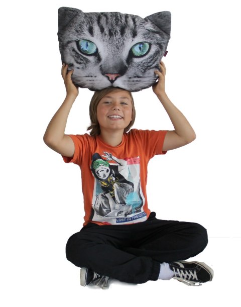 Poduszka dekoracyjna Bertoni „Kot Fryc" 30×45 cm - welur, nadruk kota, wkład antyalergiczny Poduszka dekoracyjna Bertoni „Kot Fryc" 30×45 cm - welur, nadruk kota, wkład antyalergiczny