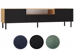 NNOWOCZESNA SZAFKA RTV KAMA 160 SLIM LAMELE DĄB ARTISAN / CZARNY MAT
