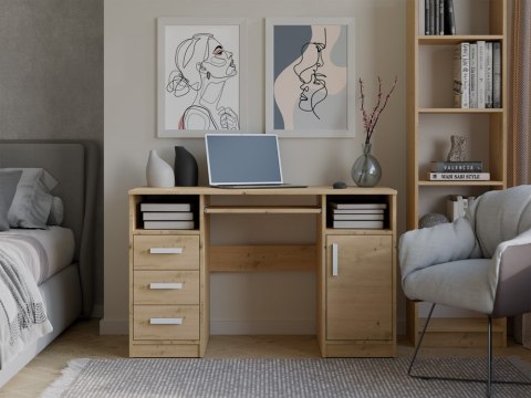 BIURKO KOMPUTEROWE DELTA NA LAPTOP 3 SZUFLADY 120CM DĄB ARTISAN
