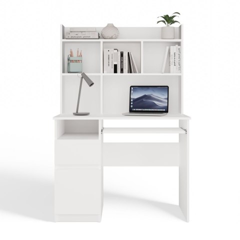 BIURKO KOMPUTEROWE PORTO Z NADSTAWKĄ LEWE DO BIURA POKOJU BIAŁY MAT