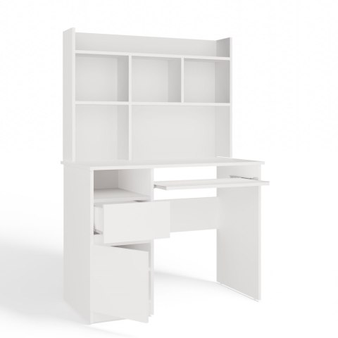 BIURKO KOMPUTEROWE PORTO Z NADSTAWKĄ LEWE DO BIURA POKOJU BIAŁY MAT