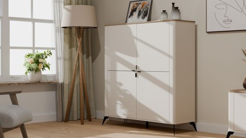 ELEGANCKA KOMODA CORDOBA SZAFKA 4 DRZWI 8 PÓŁEK KASZMIR BLAT DĄB CASTELLO