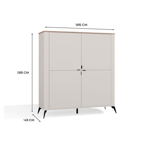 ELEGANCKA KOMODA CORDOBA SZAFKA 4 DRZWI 8 PÓŁEK KASZMIR BLAT DĄB CASTELLO