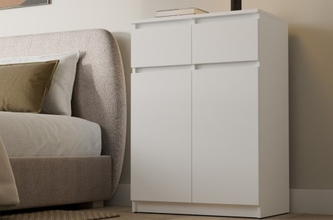 NOWOCZESNA KOMODA MALWA DO SALONU SYPIALNI 2 SZUFLADY 2 DRZWI BIAŁY MAT NOWOCZESNA KOMODA MALWA DO SALONU SYPIALNI 2 SZUFLADY 2 DRZWI BIAŁY MAT