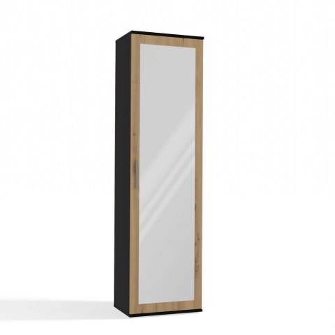 NOWOCZESNA SZAFA DUO Z LUSTREM REGAŁ SŁUPEK ANTRACYT / DĄB ARTISAN