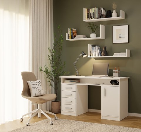 PÓŁKI WISZĄCE KOBI KOMPLET 3 PÓŁEK DO SALONU POKOJU BIAŁY MAT