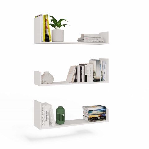 PÓŁKI WISZĄCE KOBI KOMPLET 3 PÓŁEK DO SALONU POKOJU BIAŁY MAT