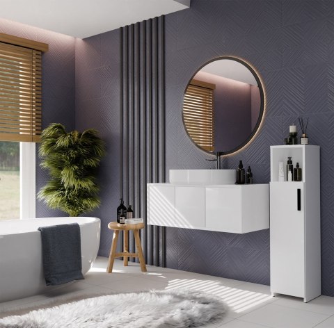 SZAFKA ŁAZIENKOWA ALVO REGAŁ SŁUPEK DRZWI 4 PÓŁKI BIAŁY MAT