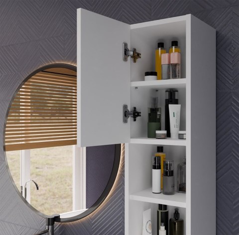 SZAFKA ŁAZIENKOWA ALVO REGAŁ SŁUPEK 8 PÓŁEK 2 DRZWI BIAŁY MAT