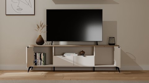 ELEGANCKA SZEROKA SZAFKA RTV CORDOBA POD TV 2 SZUFLADY KASZMIR DĄB CASTELLO