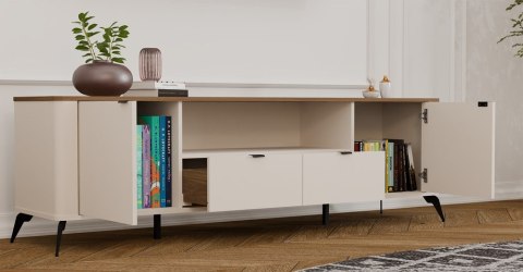 ELEGANCKA SZEROKA SZAFKA RTV CORDOBA POD TV 2 SZUFLADY KASZMIR DĄB CASTELLO